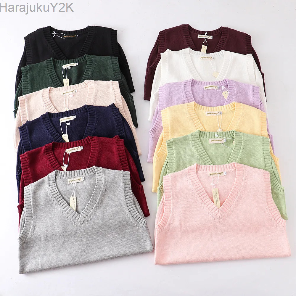 Japanese School JK Uniform Sweater Vest High School Uniform For Girls Boy Cosplay Halloween Winter A