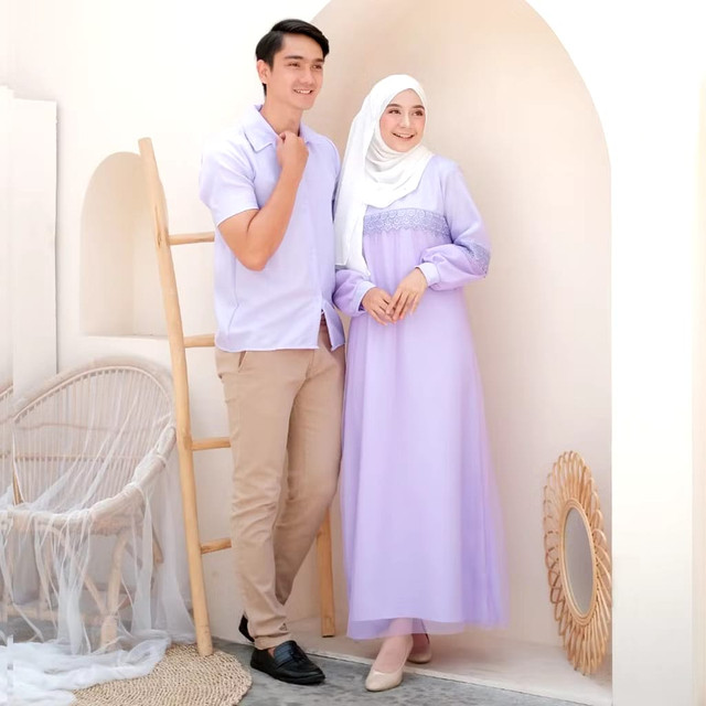 Muslim Clothing - Muslim Clothing-Zoya Couple Baju Pasangan Cp Dress Gamis Set Kemeja Muslim Lebaran