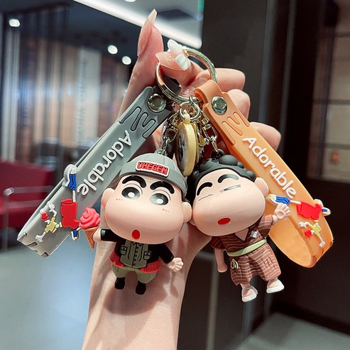 Kreatif Kartun Animasi Epoxy Gantungan Kunci Boneka Pria dan Wanita Lucu Mobil Gantungan Kunci Ranta