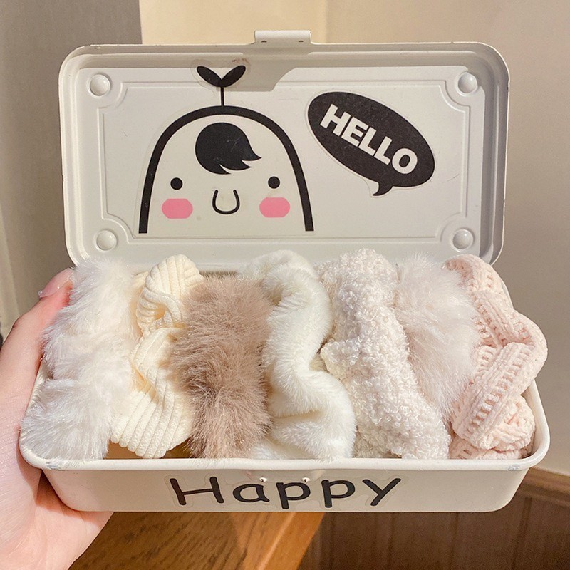 INDH Set Ikat Rambut Scrunchie Cepol / Kunciran Rambut Scrunchie Bulu Set/ 1 Set Isi 7Pcs Scrunchie