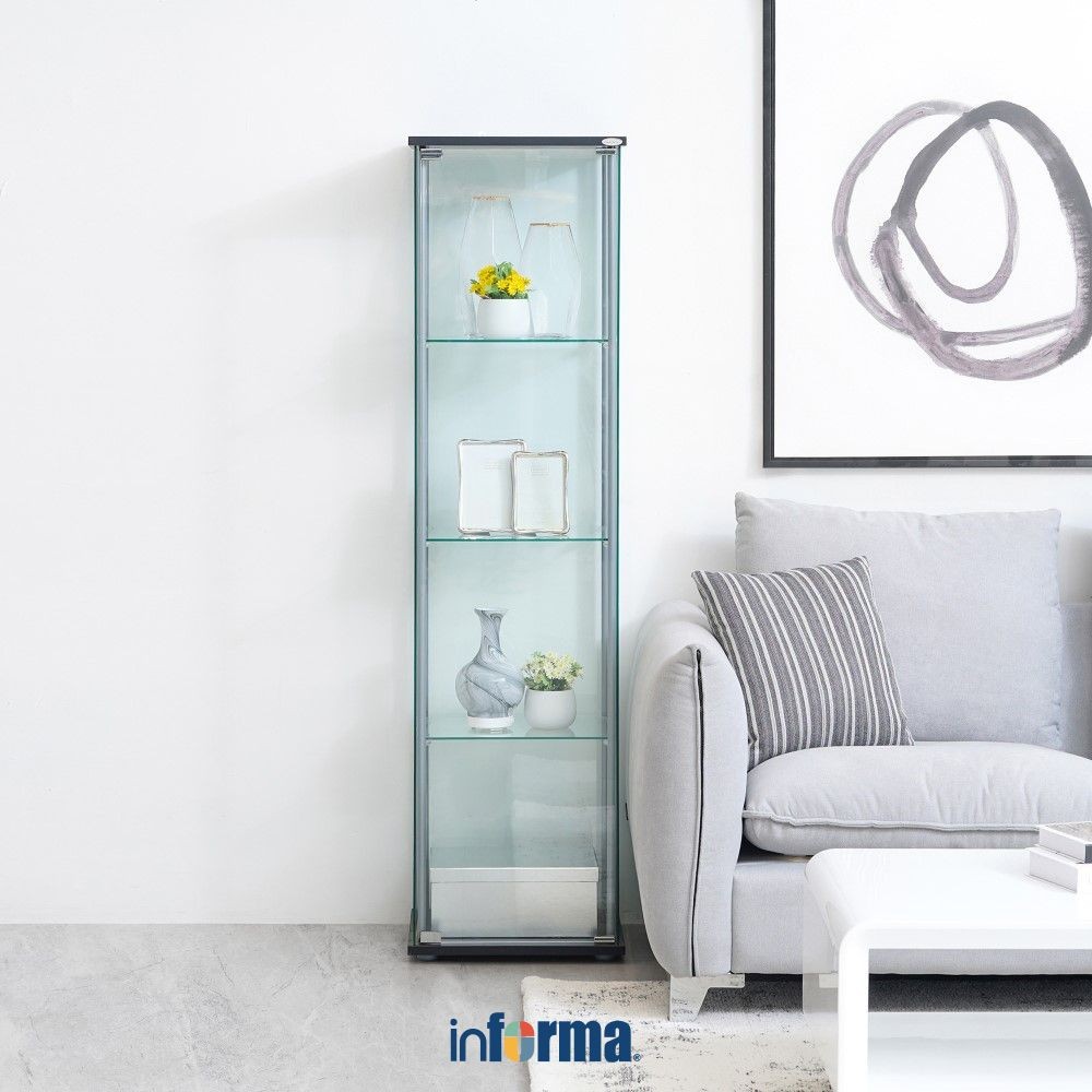 Informa Newvy Curio Lemari Pajang 4 Tingkat - Hitam Display Cabinet Kabinet Koleksi Pajangan Furnitu
