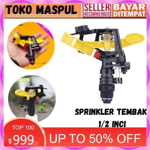 Impact Sprinkler Springkler tembak Putar Taman/Kebun 1/2″ Penyiraman kincir air-COD