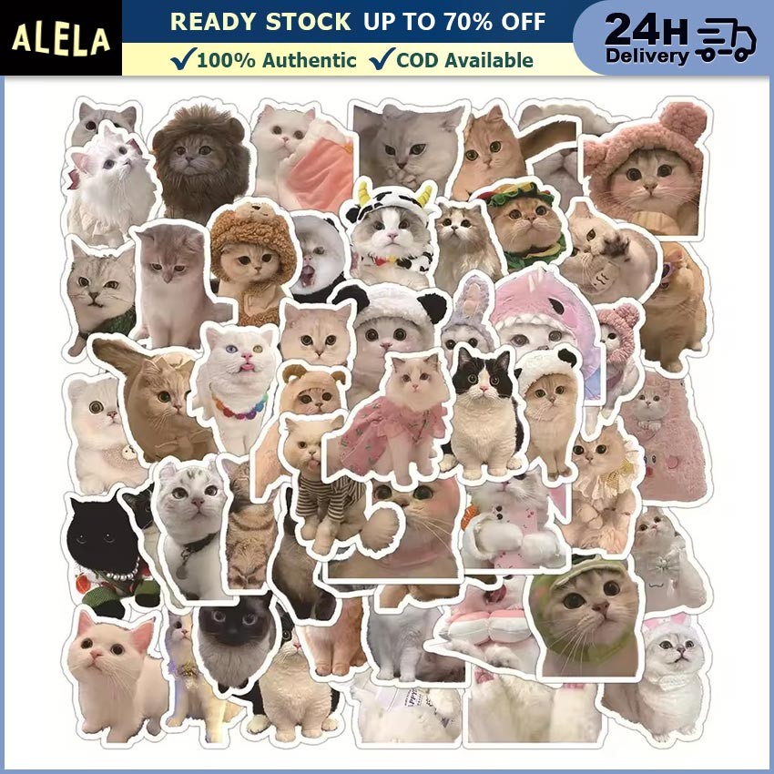 

Stiker Kucing Lucu Cute Cat Sticker Pack Waterproof Aesthetic Dekorasi Stiker Laptop Buku Journal Koper isi 60 Pcs