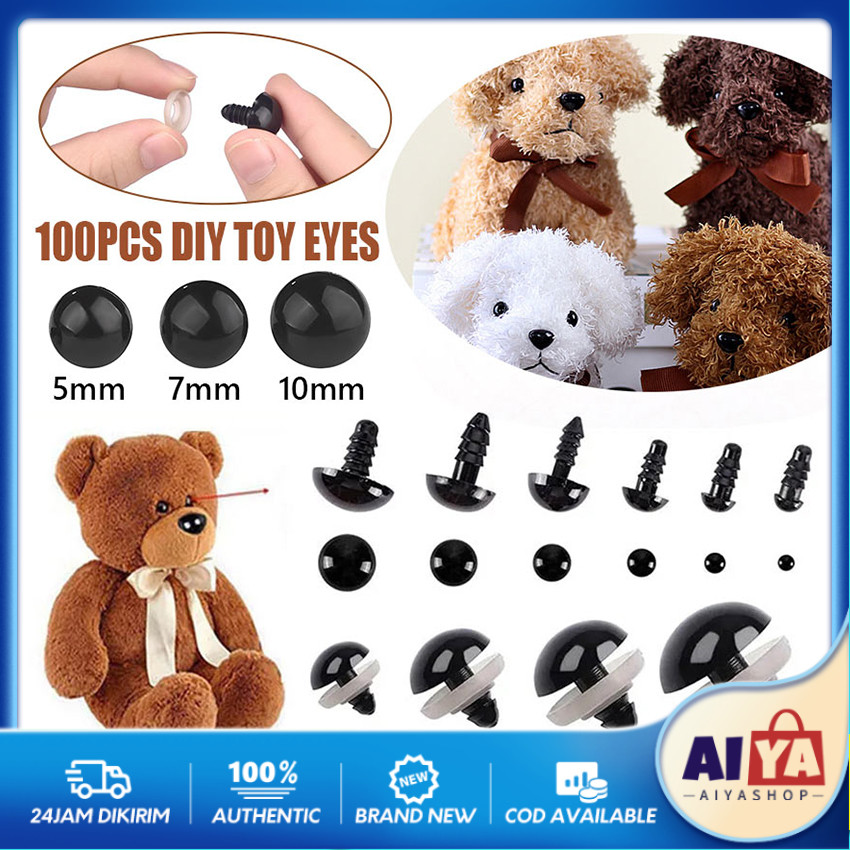 100pcs Mata Boneka Tanam Mata boneka amigurumi hitam Bulat 5&7&10Mm Untuk Boneka Rajut / Beruang / B