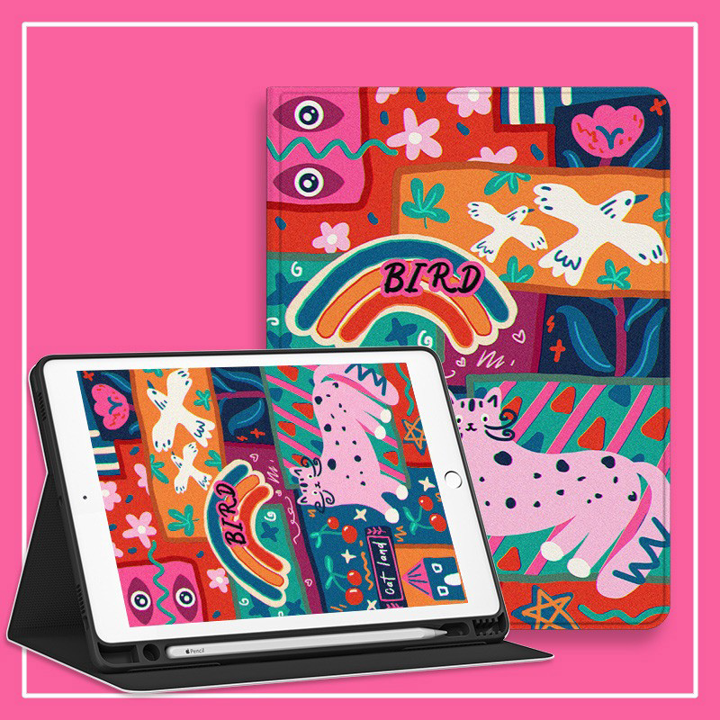 Kartun coretan hewan warna-warni Case table Samsung A8 10.5 inch A9 8.7 inch A9+ 11 inch S6 Lite 10.