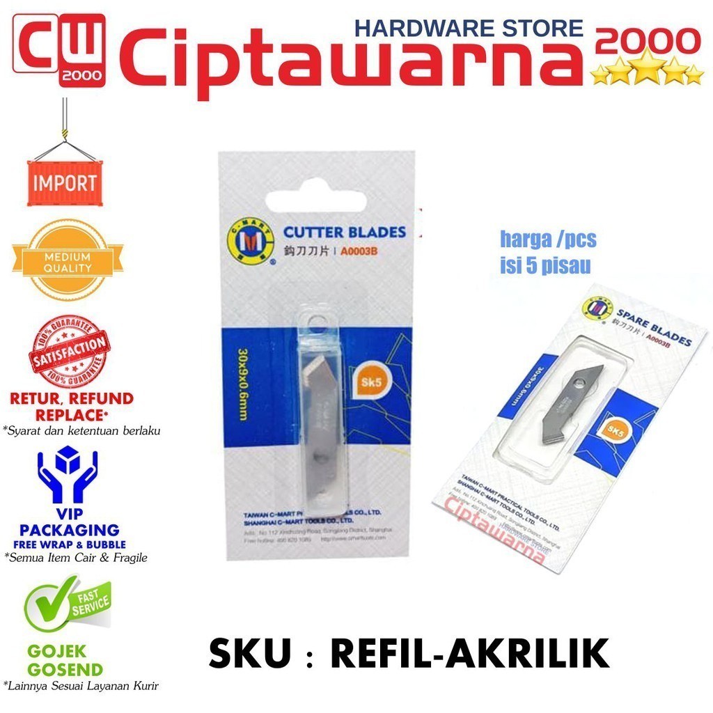 

Refill Isi Mata Pisau Potong Cutter Akrilik Acrylic Plastik