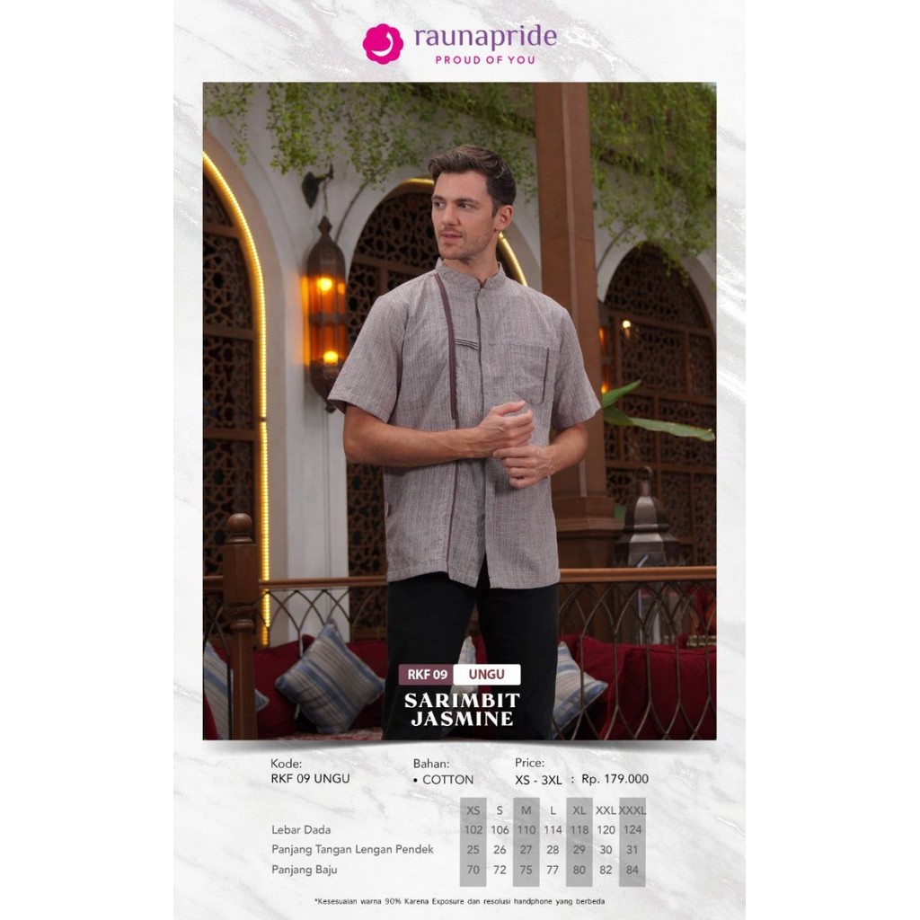 Sarimbit Jasmine Rauna 09 UNGU / Fashion Muslim Couple Keluarga / Baju - Koko Bapak, M