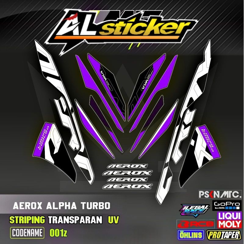 Decal Sticker Striping Variasi Transparan Uv All New Aerox Alpha Aerox Turbo All New Aerox Alpha Cyb