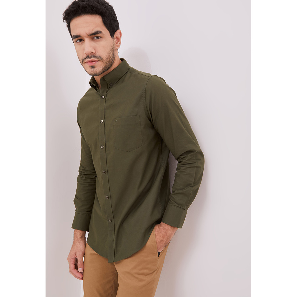 Jobb Bellagio Kemeja Pria Lengan Panjang Slim Fit Olive