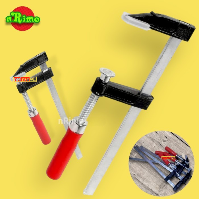 Alat Penjepit Kayu F Clamp Besi Klem Jepit Panjang Catok Papan Siku