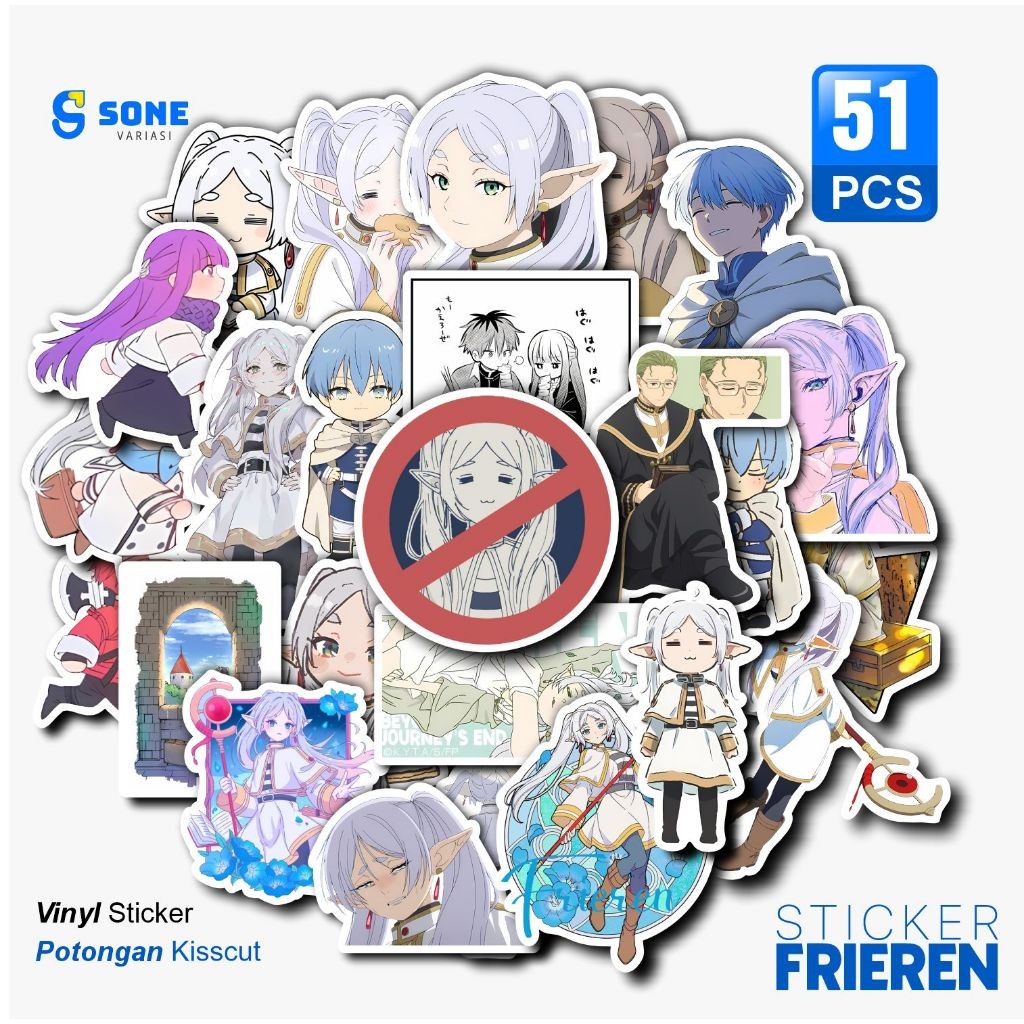 

Sticker Frieren Paper Vinyl Anti Air Aksesoris Laptop Buku Tumbler