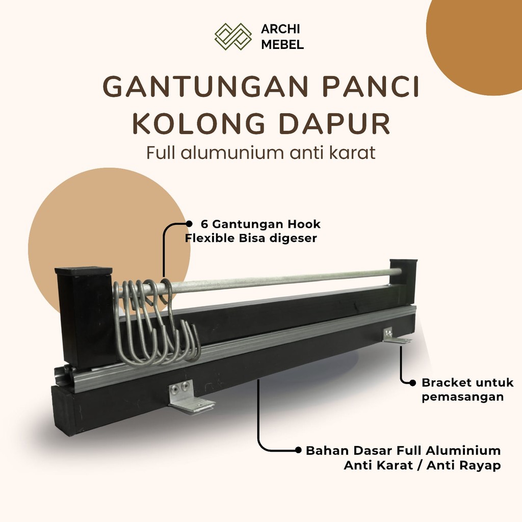 Pasti_Indah Kitchen Drawer Organizer Aluminium Rak Laci Dapur Sistem Rel Geser