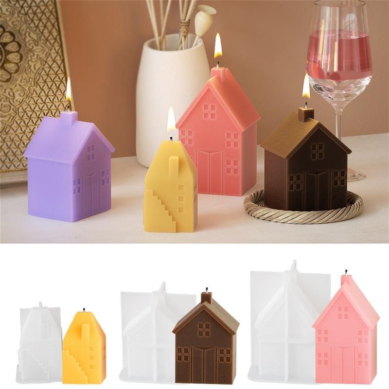 

3D House Candle Silicone Mold DIY Stereoscopic House Gypsum Resin Mold Home Decoration Ornament Christmas Gifts