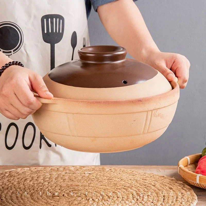 

(spot)500ML/750ML Casseroles Nasi Mie Bubur Susu Sup Panci Tanah Tahan Panas Kompor Keramik Listrik Gas