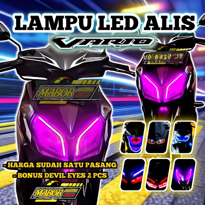 PAKET LAMPU ALIS VARIO 110 OLD BONUS DEVIL EYES NO BINTIK LAMPU HEADLAMP VARIO HARGA SEPAKET PNP SIA