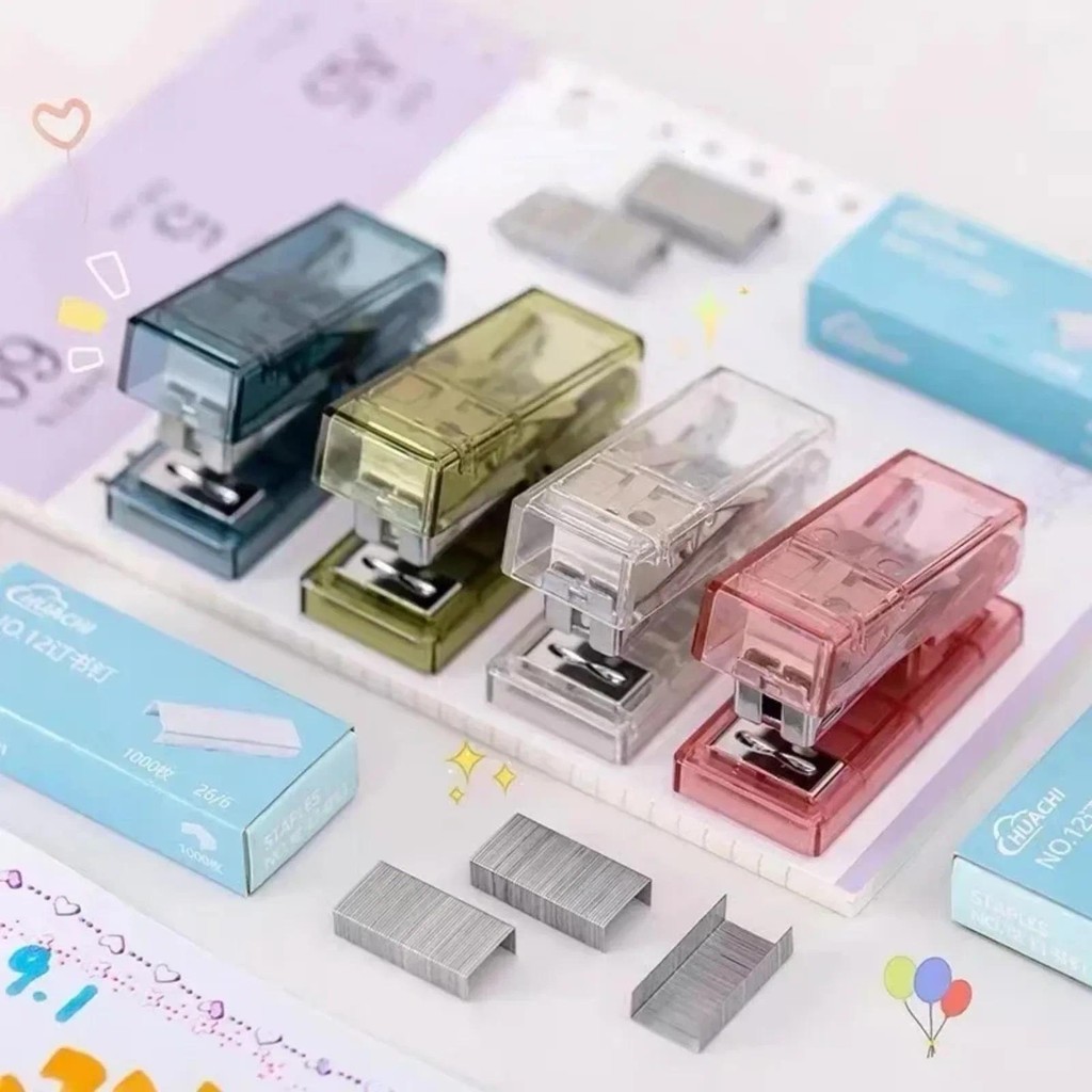 

INS Creative Mini Transparent Stapler Office Home School Binding Supplies Kawaii Small Stapler Stationery Exquisite Stapler