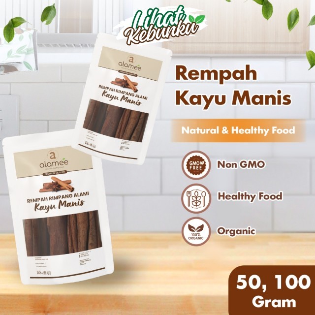 

ALAMEE Kayu Manis Batang Cinnamon Stick Rempah Rimpang Organik Alami Bumbu Masak Dapur LIHAT KEBUNKU