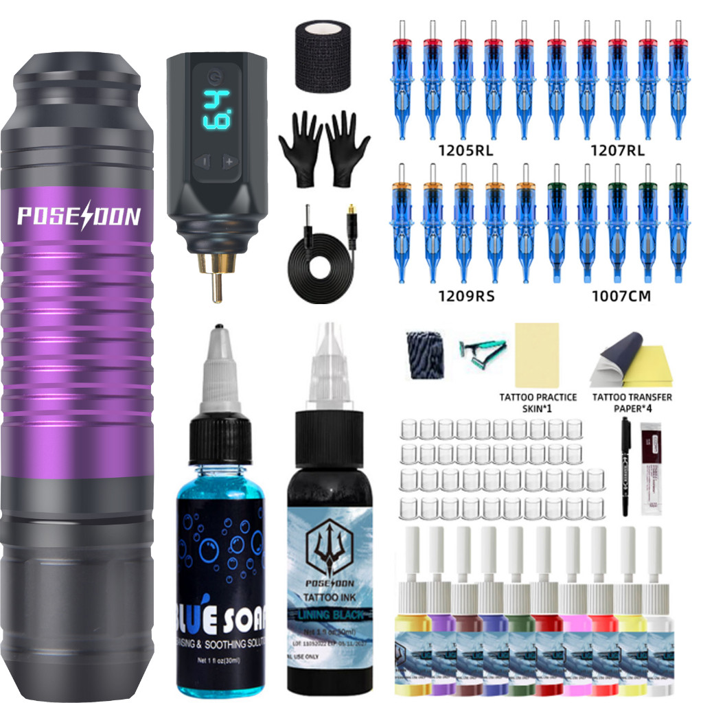 Tattoo Machine Kit POSEIDON Tattoo Pen Kit Professional Tattoo Kit Permanent Makeup Tattoo Machine K