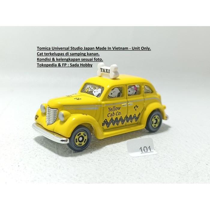 Tomica Universal Studio Snoopy Taxi Yellow Cab Unit Only