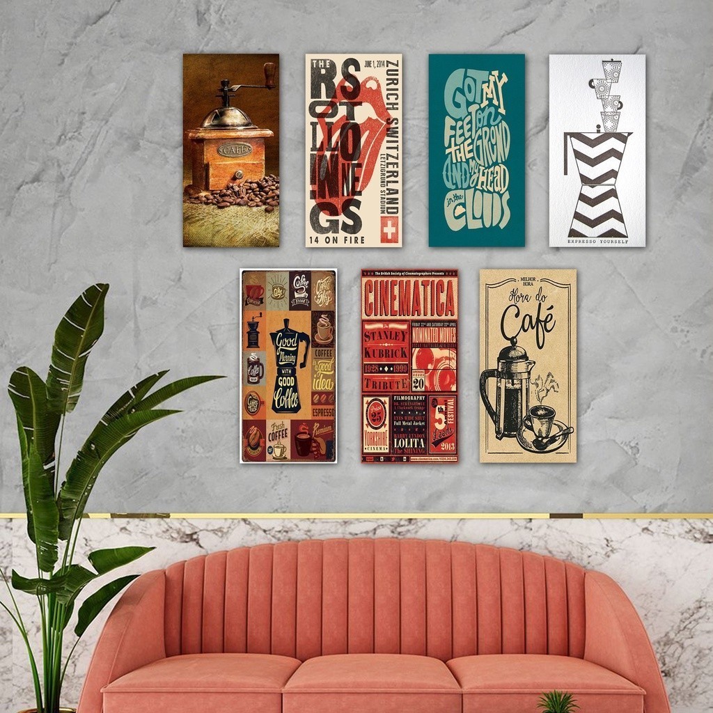 Hiasan dinding walldecor poster retro jadul pajangan kopi coffee cafe desainori retro