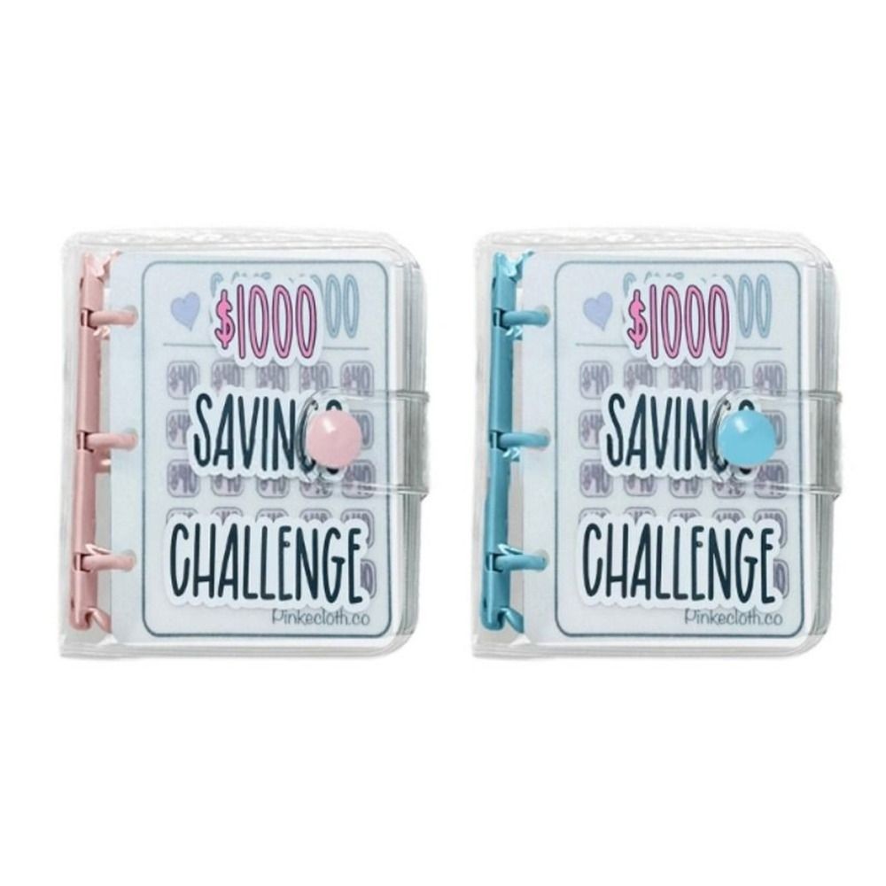 

Waterproof $1000 Money Savings Challenge Binder Button Closure PVC Mini Budget Binder Notebook Portable Clear
