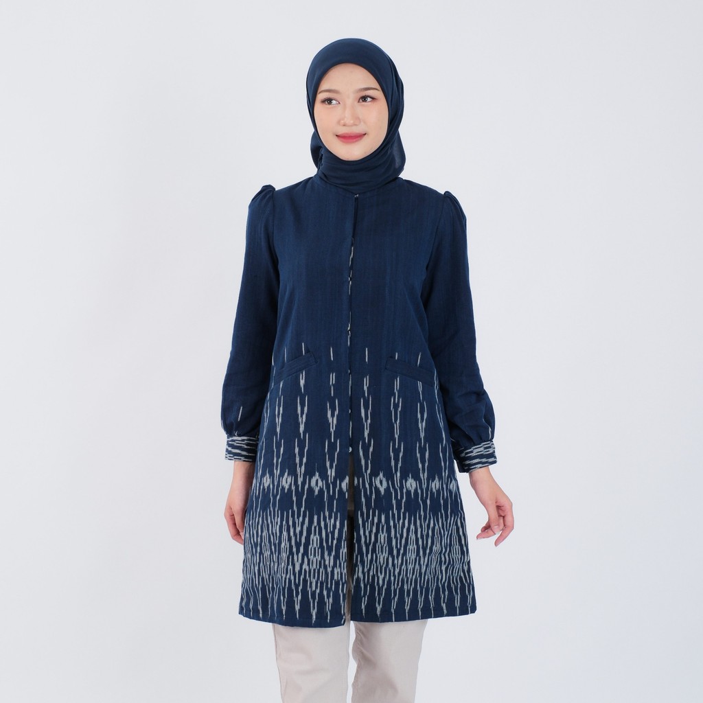 Livia Navy Tunik Tenun Muslim Terbaru (HANDMADE)