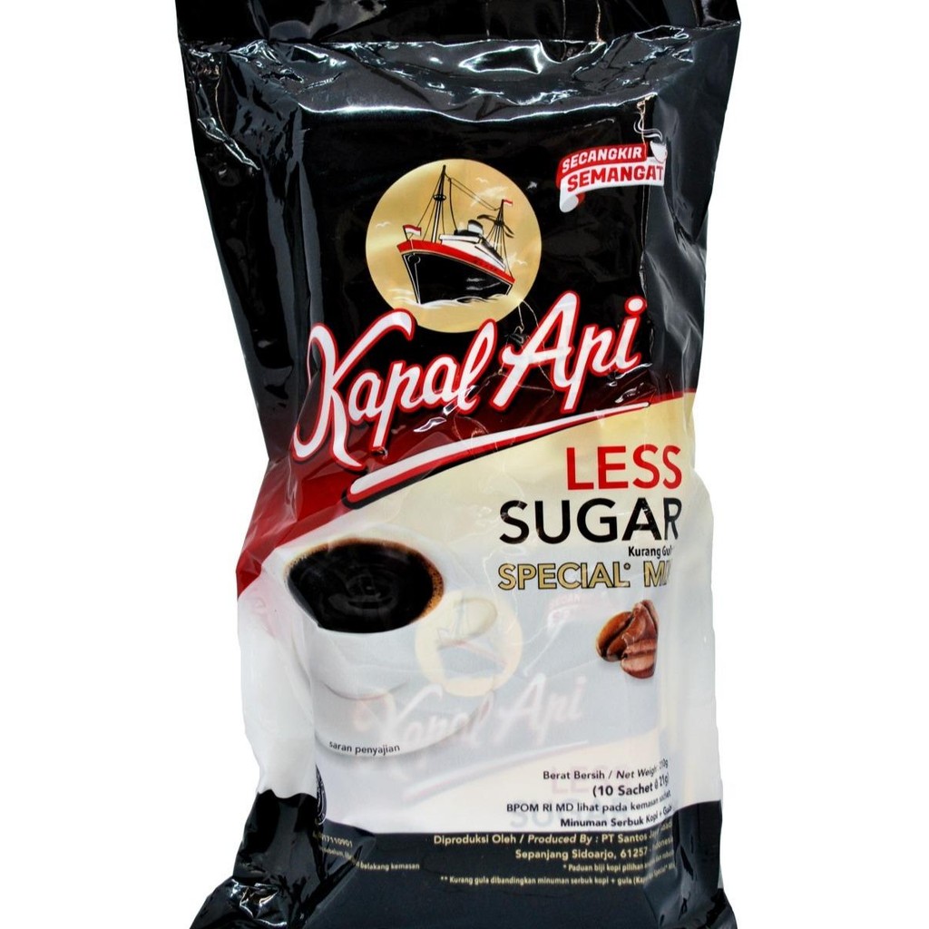 

Kopi Instan Rendah Gula KAPAL API Special Mix LESS Sugar isi 10's
