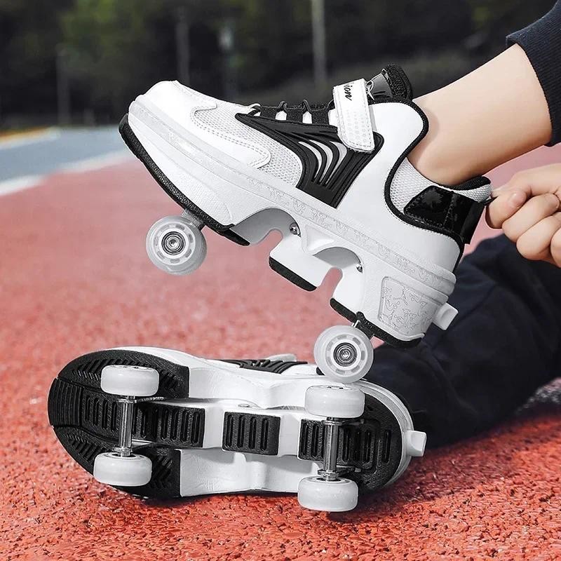 NEW children's sports roller skates deformation shoes 4 four-wheeled roller skates adult runaway sho
