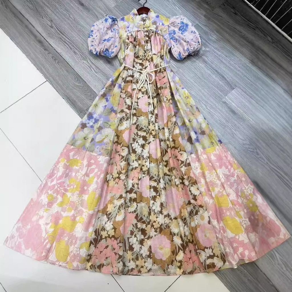 20253 Gaun Bermotif Jahitan Tenda Wanita