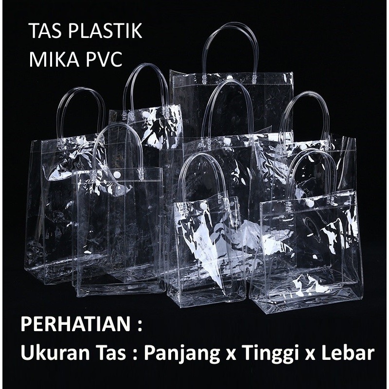 

Tas Mika PVC /Kantong Mika /Goodie Bag /Hampers Bag /Gift Bag /Kantong Souvenir Transparant Bening