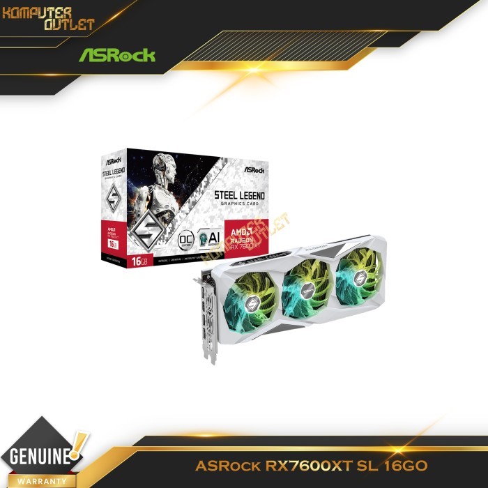 AsRock Radeon RX 7600 XT Steel Legend 16GB GDDR6 128Bit VGA | RX7600XT SL 16GO | RX7600 XT | RX7600X