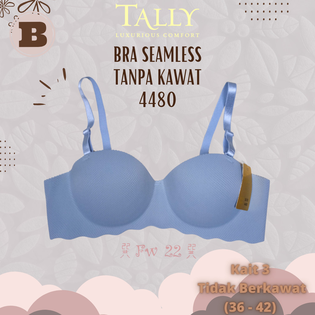 Bra Seamless Tally 4480 - Busa Sedang, Cup B, Tanpa Kawat, Tali Bisa Dilepas, Adem & Nyaman