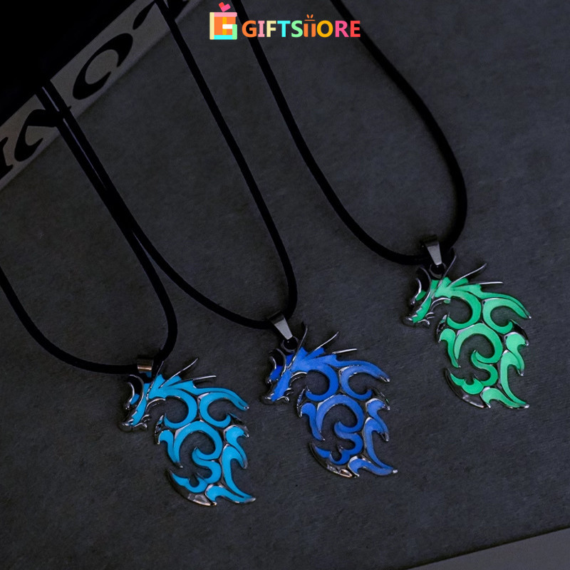 CODFashion Mendominasi ,Kalung Naga Api Kalung Panjang Pria ,Kalung Naga Bercahaya-GS