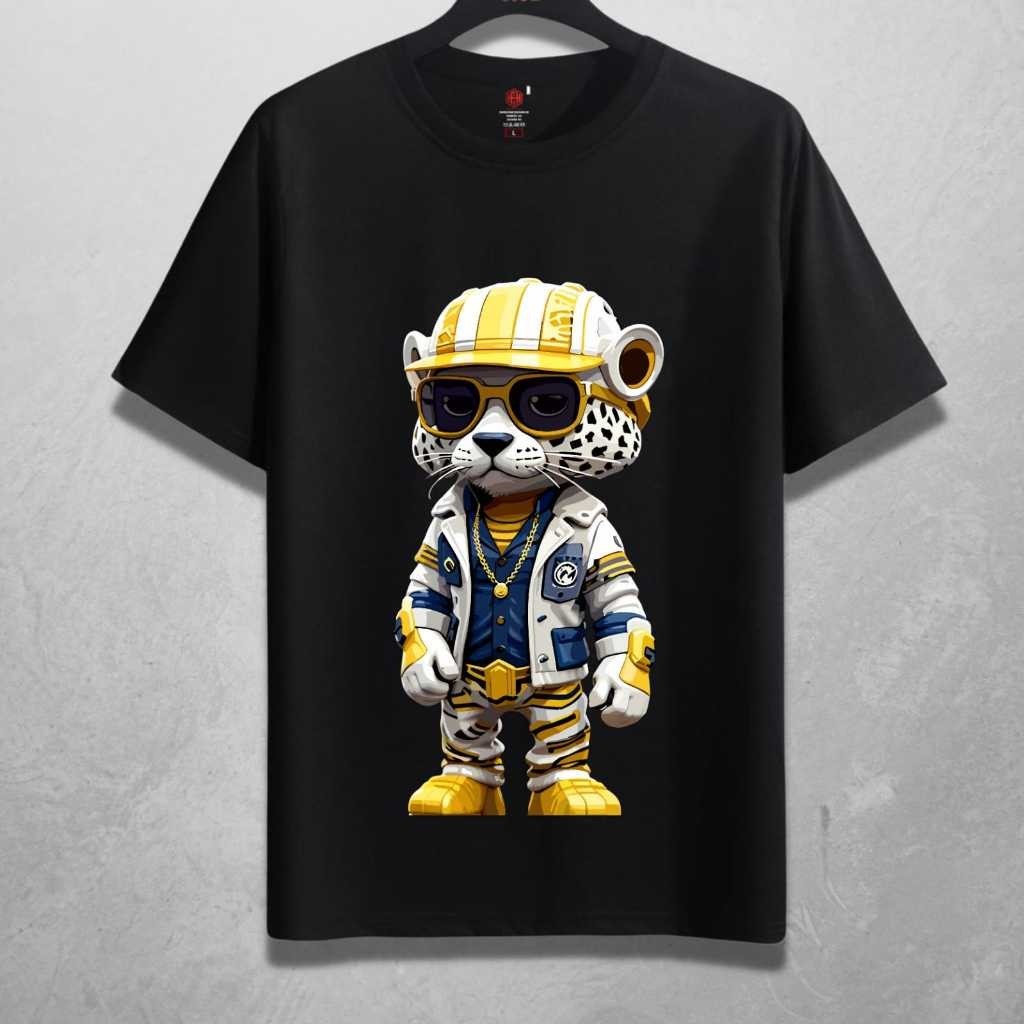 ⭐(BAYAR DITEMPAT)⭐ HAENHA Baju Kaos Distro Motif White Leopard Baju Atasan Pria Wanita Bahan Cotton 