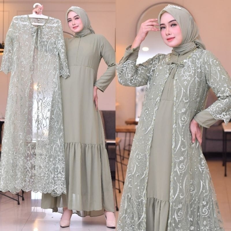 100% Original Gamis 2in1 outer+inner Liora burkat lebaran pesta wanita dewasa busui terbaru murah ta