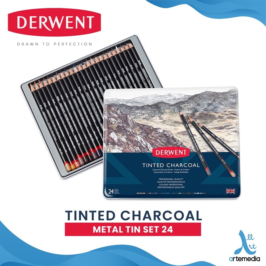 

Derwent Tinted Charcoal Pencil Color 24 Metal Tin Set Pensil Arang Warna