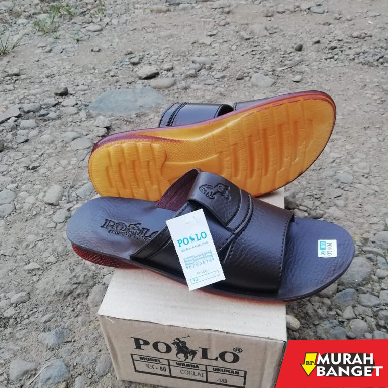 Sandal rumah laki laki- Sandal kulit pria sandal polo kasual | Sandal slop ban satu polo outsol pent