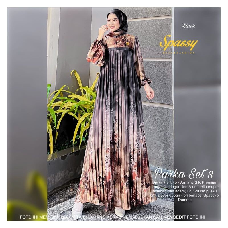 Gamis Wanita Parka Set Dress, Furla Dress Original by Spassy / Gamis Premium Murah Berkualitas