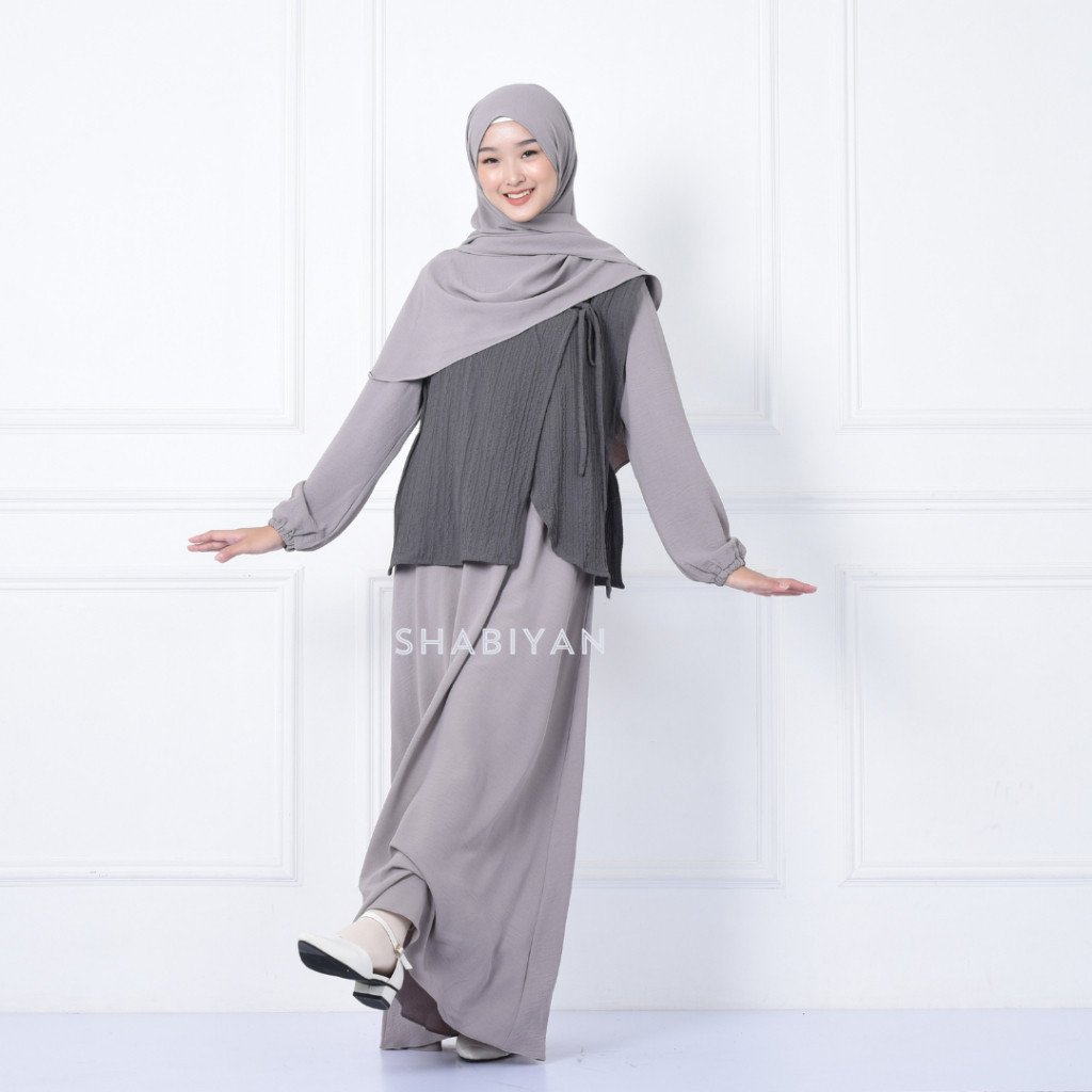 SHABIYAN Gamis Dress Remaja Minimalist Outer Inner Casual Crinkle | Cheryl 513