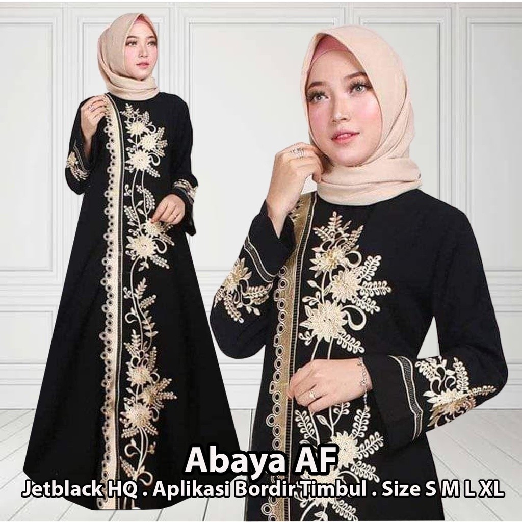 04 Abaya Jetblack Turkey Hitam Dress Arab Saudi ORI Bordir AF Remaja Premium Jumbo Modern Terbaru 20