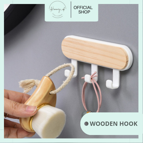 GANTUNGAN TEMPEL DINDING KAYU KUNCI HANGER LEMARI Warna kayu