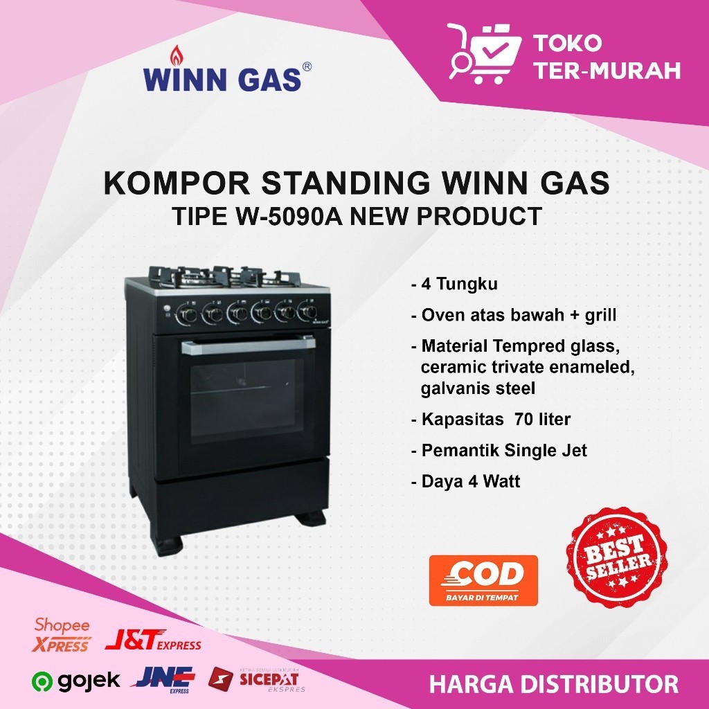 KOMPOR STANDING W-5090A NEW PRODUCT KOMPOR OVEN 4 TUNGKU PLUS OVEN API ATAS API BAWAH