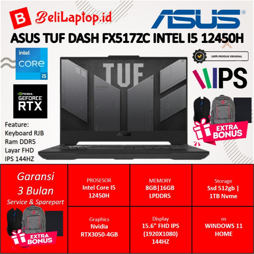 Laptop Asus TUF Gaming intel core i5 16GB 1TB SSD Nvidia RTX 3050 4GB