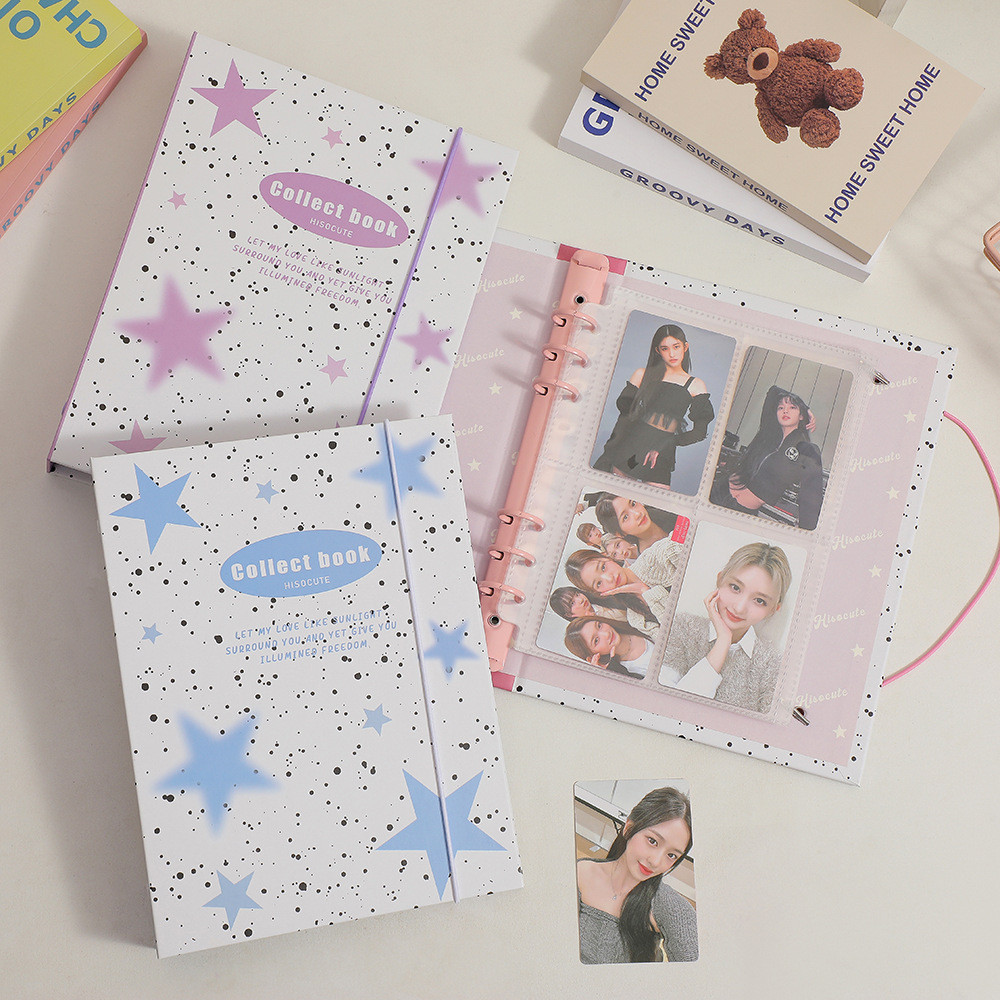 

SHINSDAY Cover Binder A5 6 Rings Stars Composition Y2K Album Kpop Hard Cover Karton A5 6 Rings RB9
