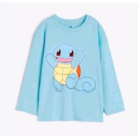 BAJU KAOS HNM BLUE SQUIRTLE POKEMON LONGSLEEVE ANAK LAKI LAKI HM