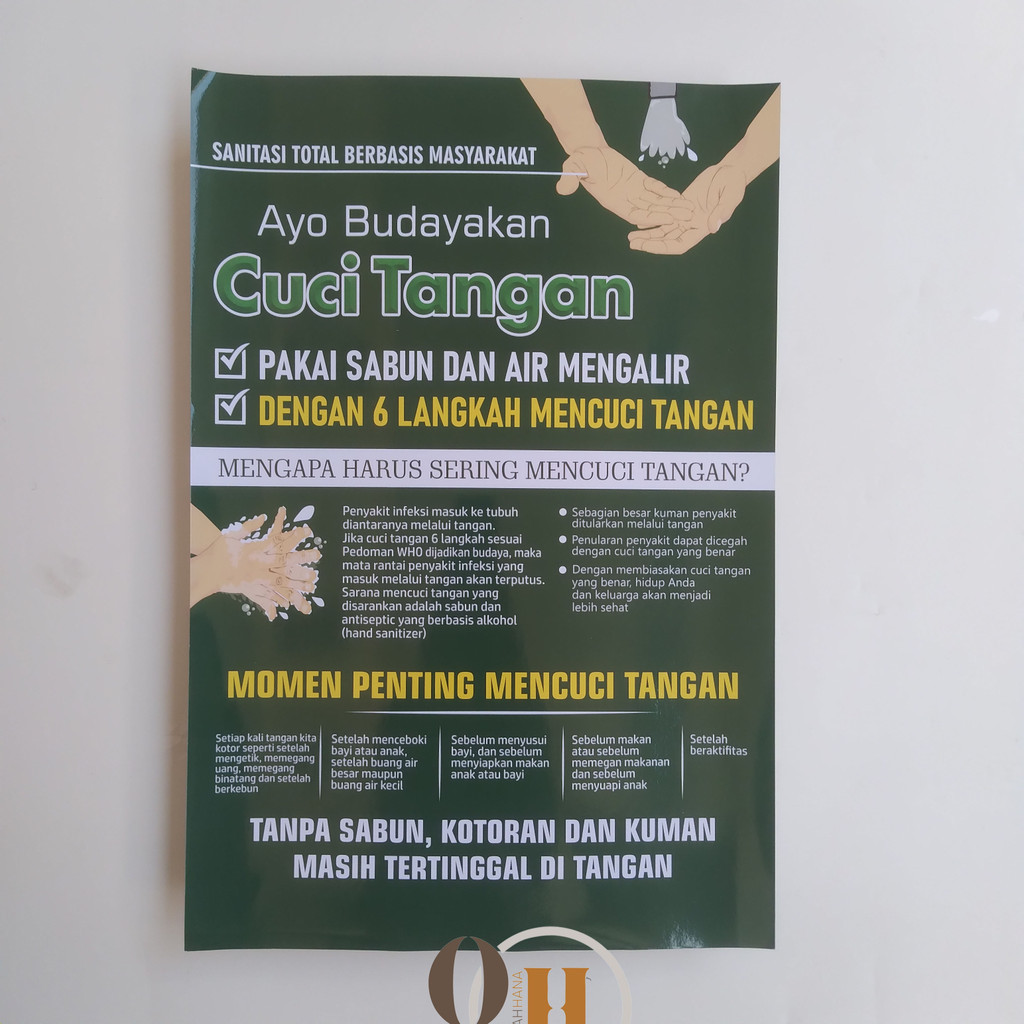 Poster STBM - Poster 6 langkah Mencuci Tangan - Poster 5 Pilar STBM - Poster Cuci Tangan