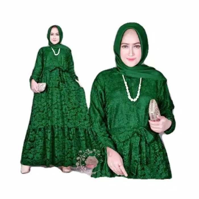 Gamis bruk XXXL marifa hijau botol baju brok jumbo murah mar GB