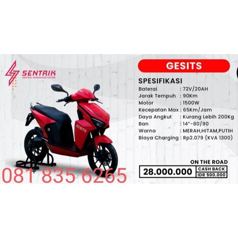 Sepeda Motor Listrik Gesits / Electric Motorbike / Gesits / Skuter Listrik / Kendaraan Listrik
