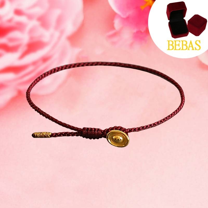 HONGXI-Gelang Tali Merah 18K Pria dan Wanita Bracelet Tali Merah Keberuntungan Emas
