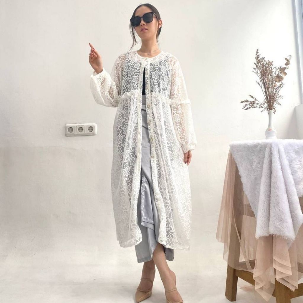 Cardigan Brokat Panjang Long Outer Kondangan Panjang COD